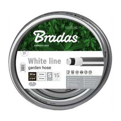 Bradas Tuyau d'arrosage WHITE LINE, 3/4", argent/blanc, 50 m