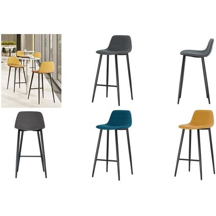 PAPERFLOW Tabouret de bar MUST, set de 2, gris