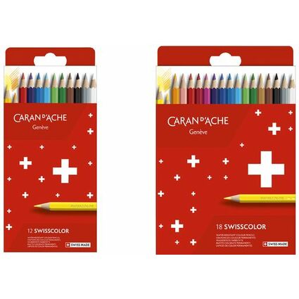 CARAN D'ACHE Crayons de couleur Swisscolor,tui carton de 12