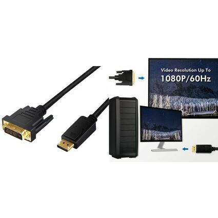 LogiLink Cordon convertisseur DisplayPort - DVI, 3,0 m, noir