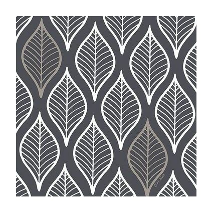 PAPSTAR Serviette  motif "Leafy", 330 x 330 mm, gris fonc