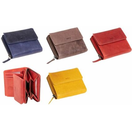 MIKA Portefeuille pour dames, en cuir, couleur : rouge