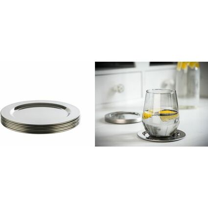 APS Sous-verre ROLLO, acier inoxydable 18/8 poli-miroir