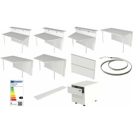 kerkmann Table annexe Atlantis 3, blanc/graphite