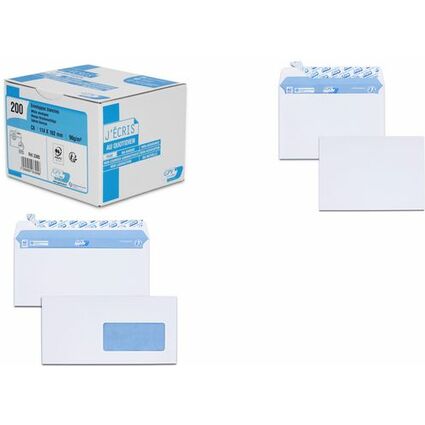 GPV Enveloppes, DL, 110 x 220 mm, avec fentre, blanc