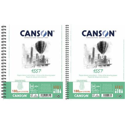 CANSON Album spiral papier dessin 1557, A5+, 180 g/m2