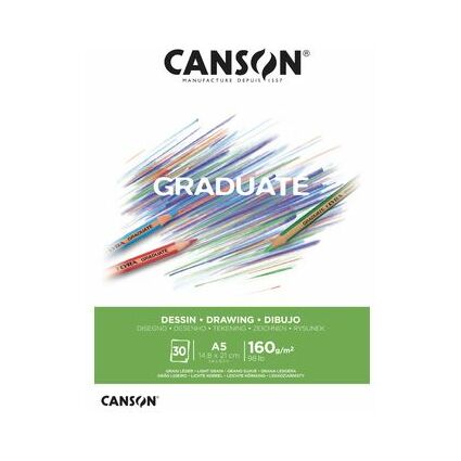 CANSON Bloc de dessin GRADUATE MIXED DESSIN, A5