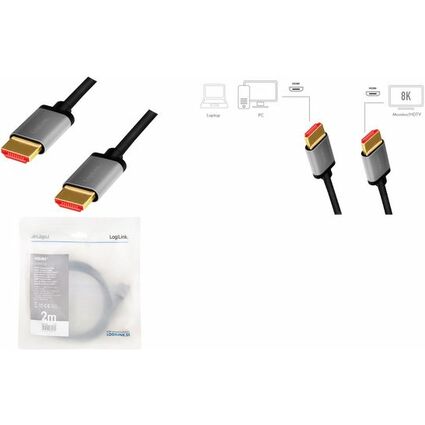 LogiLink Cble HDMI 2.1, fiche mle A - mle A, 2,0 m