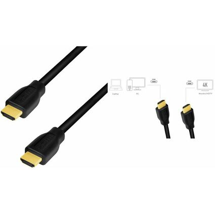 LogiLink Cble HDMI 2.0, fiche mle A - mle A, 3,0 m