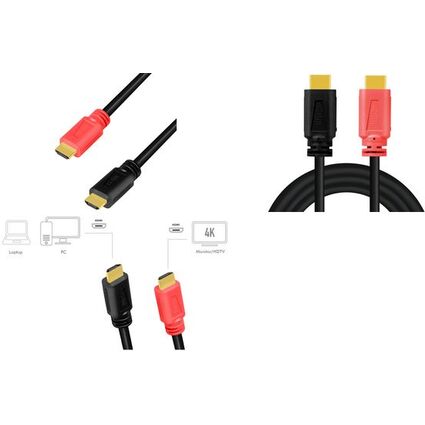 LogiLink Cble HDMI 2.0, fiche mle A - mle A, AMP, 15 m