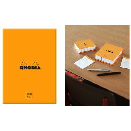 RHODIA Bloc mmo No. 11, 85 x 115 mm, quadrill, orange