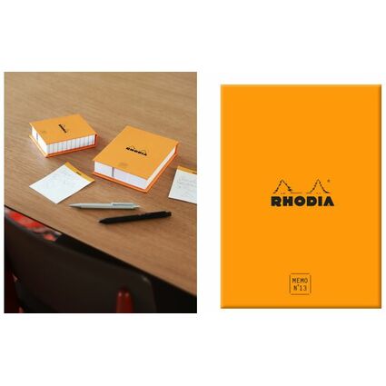 RHODIA Bloc mmo No. 13, 115 x 160 mm, quadrill, orange