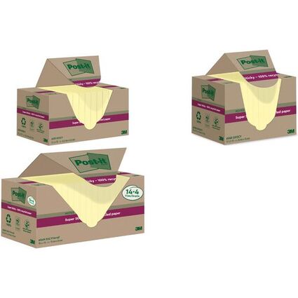 Post-it Super Sticky Recycling Notes, 76 x 76 mm, jaune