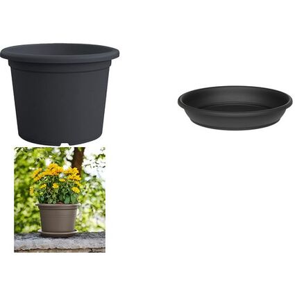 tera Pot de fleurs "Basic round", diam.: 300 mm, anthracite