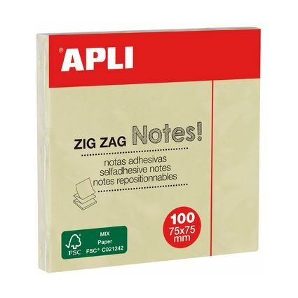 APLI Notes adhsives "ZIG ZAG Notes!", 75 x 75 mm, jaune