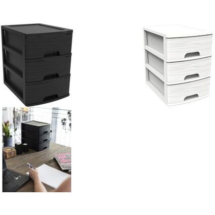 EDA Module de classement STONE, A4, 3 tiroirs, PP, noir