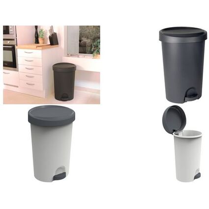 EDA Poubelle  pdale Stepy, 45 litres, PP, gris/anthracite