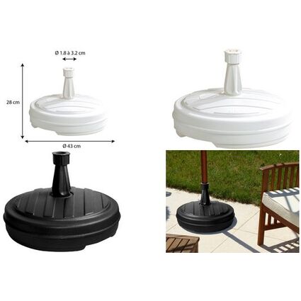 EDA Pied de parasol, plastique, rond, 430 mm, blanc