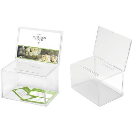 deflecto Urne promotionnelle, en acrylique, transparent