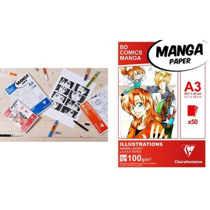 Clairefontaine Bloc de papier Layout MANGA ILLUSTRATIONS, A5