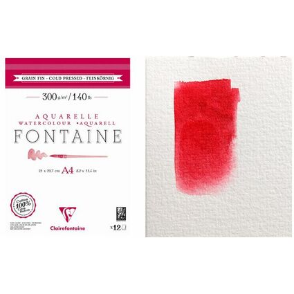 Clairefontaine Bloc de papier aquarelle FONTAINE, fin, A3