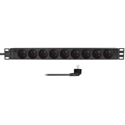LogiLink Multiprise 19", 9 prises, sans interrupteur, noir