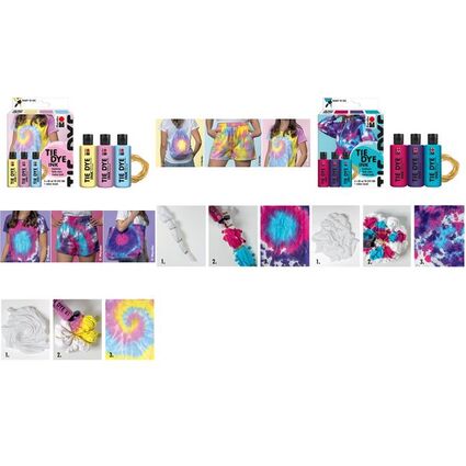 Marabu Set de peintures batik TIE DYE, 3x80ml, tons tendance