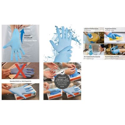 HYGOSTAR Gant en nitrile Rapid-On, S, non poudr, bleu