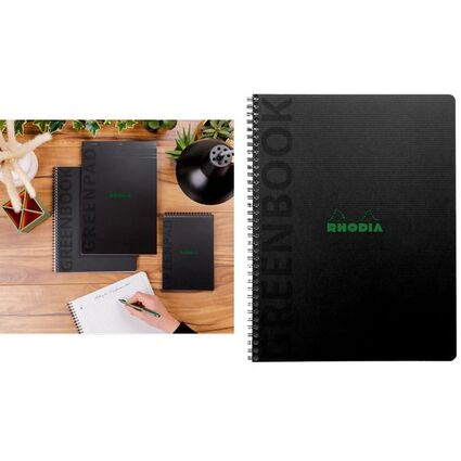 RHODIA Cahier  spirale GREENPAD, A5+, lign, noir