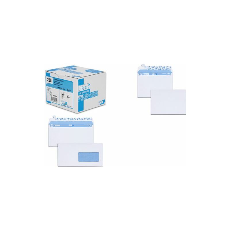 GPV Enveloppes, DL, 110 x 220 mm, blanc, sans fenêtre - Enveloppe