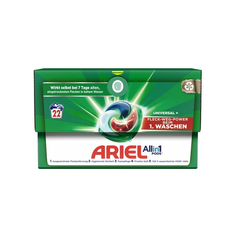 ARIEL 3en1 PODS Lessive en capsules UNIVERSAL, 22 lavages