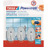 tesa powerstrips Crochet adhsif SMALL, ovale, chrom