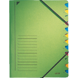 LEITZ chemise trieur, A4, carton, 12 compartiments, vert