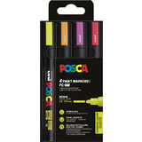 POSCA marqueur  pigment PC5M, tui de 4, couleurs fluo
