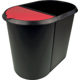 helit corbeille  papier "the double", oval, PE, noir/rouge