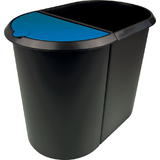 helit corbeille  papier "the double", oval, PE, noir/bleu