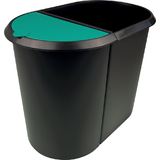 helit corbeille  papier "the double", oval, PE, noir/vert