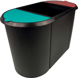 helit corbeille  papier "the triple", oval, PE, noir/rouge/