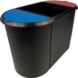 helit corbeille  papier "the triple", oval, PE, noir/rouge/