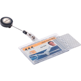 DURABLE porte-badge double avec enrouleur, transparent