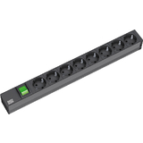 BACHMANN 19" Steckdosenleiste, 8-fach, mit Schalter, schwarz