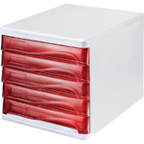 helit module de classement "the wave", 5 tiroirs,blanc/rouge