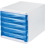 helit module de classement "the wave", 5 tiroirs blanc/bleu