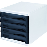 helit module de classement "the wave", 5 tiroirs, blanc/noir