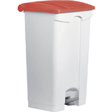 helit poubelle  pdale "the step", 90 litres, blanc/rouge