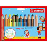 STABILO crayon multi-talents woody 3 en 1, tui carton de 10