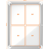nobo vitrine d'affichage premium Plus, fond en métal, 4x A4