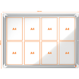nobo vitrine d'affichage premium Plus, fond en métal, 8x A4