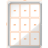nobo vitrine d'affichage premium Plus, fond en métal, 9x A4