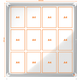 nobo vitrine d'affichage premium Plus, fond en métal, 12x A4